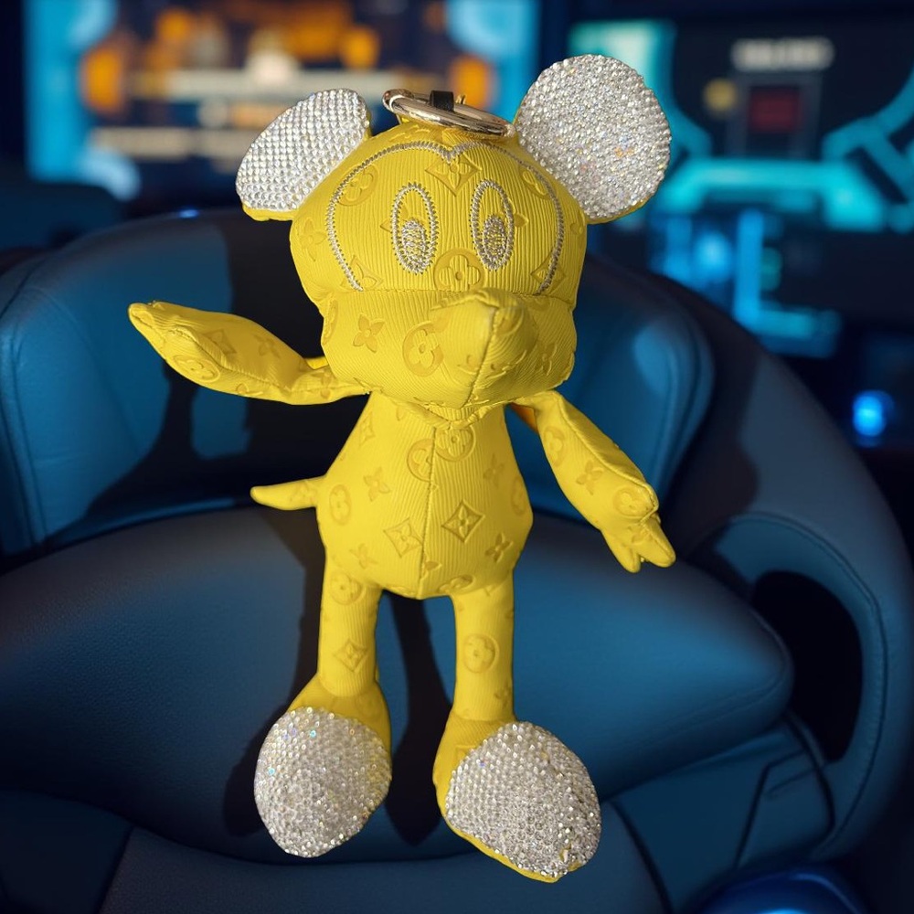 Yellow Designer Mouse Plush with Crystal Accents